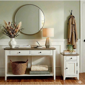 P2728 Collection 02 : Bộ 2 Bàn Trang Trí - Màu Trắng + Nâu